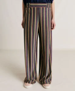 Best Baccarat Pantalon Raye En Jersey Lurex - Vert Multicolore Femmes Pantalons Et Shorts
