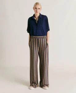 Best Baccarat Pantalon Raye En Jersey Lurex - Vert Multicolore Femmes Pantalons Et Shorts