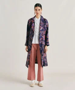 Bados Trench-Coat En Serge De Soie - Multicolore Bleu Nuit Femmes Trenchs Et Manteaux