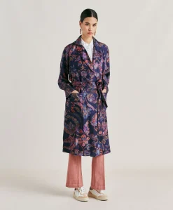 Bados Trench-Coat En Serge De Soie - Multicolore Bleu Nuit Femmes Trenchs Et Manteaux