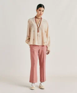 Sale Blouse Alisha En Crepe De Chine - Beige Multicolore Femmes Chemisiers Et Chemises