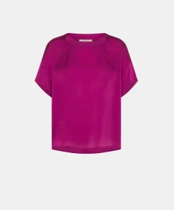 Outlet Blouse Alonso En Soie Unie - Cyclamen Femmes Chemisiers Et Chemises