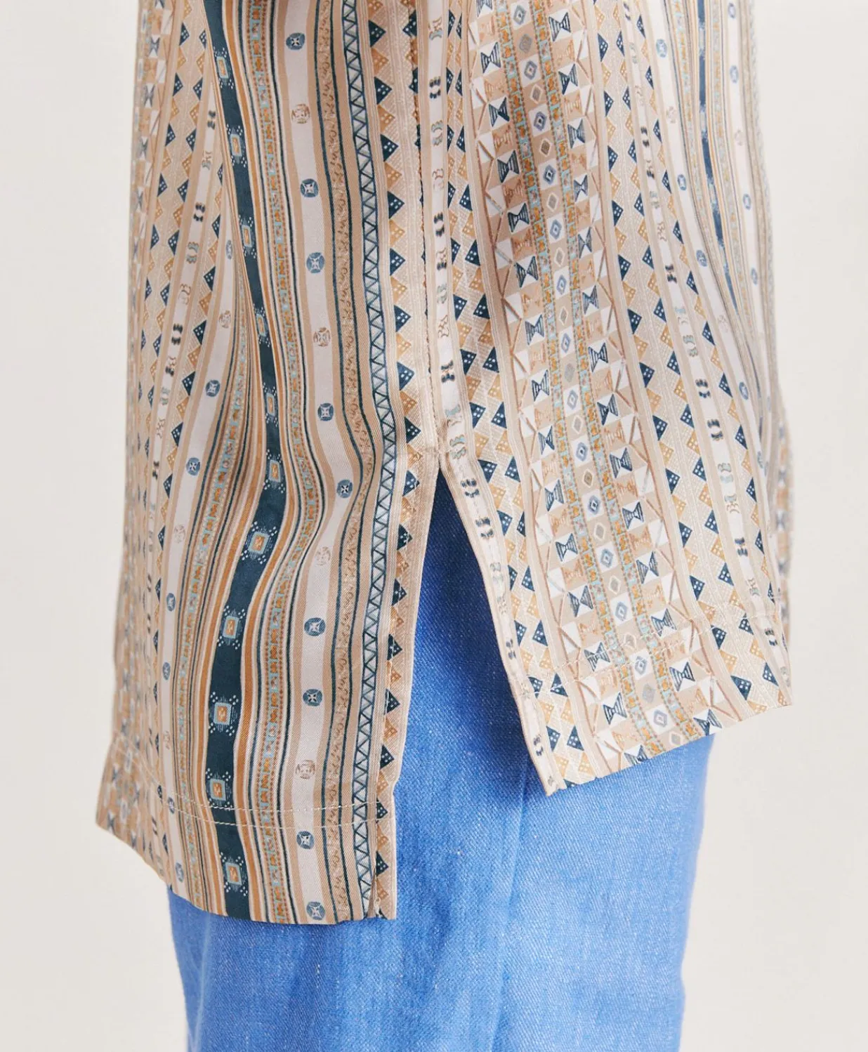 Hot Blouse Ambroise En Serge De Soie - Sable Multicolore Femmes Chemisiers Et Chemises