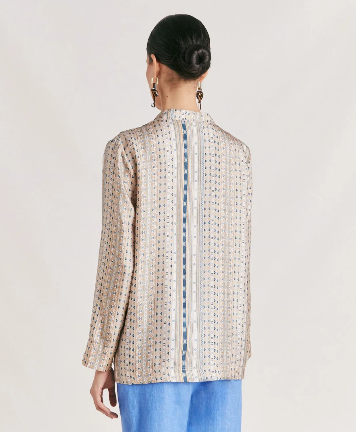 Hot Blouse Ambroise En Serge De Soie - Sable Multicolore Femmes Chemisiers Et Chemises