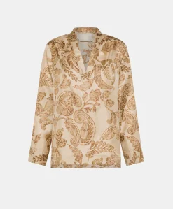 Clearance Blouse Ambroise En Twill De Soie - Poudre Multicolore Femmes Chemisiers Et Chemises