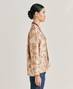 Clearance Blouse Ambroise En Twill De Soie - Poudre Multicolore Femmes Chemisiers Et Chemises