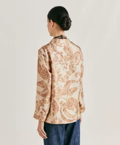 Clearance Blouse Ambroise En Twill De Soie - Poudre Multicolore Femmes Chemisiers Et Chemises