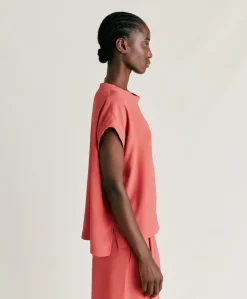 Sale Blouse Curacao En Acetate De Soie - Amarante Femmes Chemisiers Et Chemises