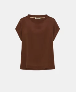Outlet Blouse Curacao En Acetate De Soie - Chocolat Femmes Chemisiers Et Chemises