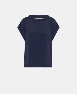 New Blouse En Acetate De Soie Curacao - Bleu Nuit Femmes Chemisiers Et Chemises