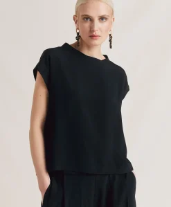 Clearance Blouse En Acetate De Soie Curacao - Noir Femmes Chemisiers Et Chemises