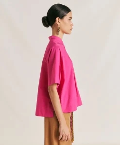 Hot Blouse En Popeline Mialli - Fuchsia Femmes Chemisiers Et Chemises