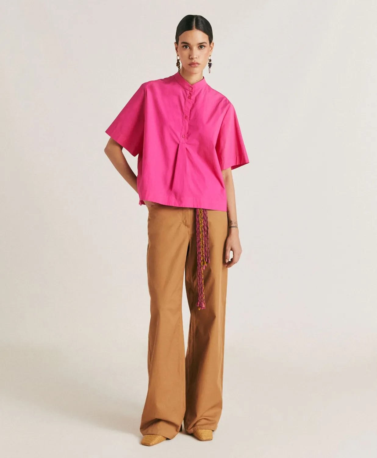 Hot Blouse En Popeline Mialli - Fuchsia Femmes Chemisiers Et Chemises
