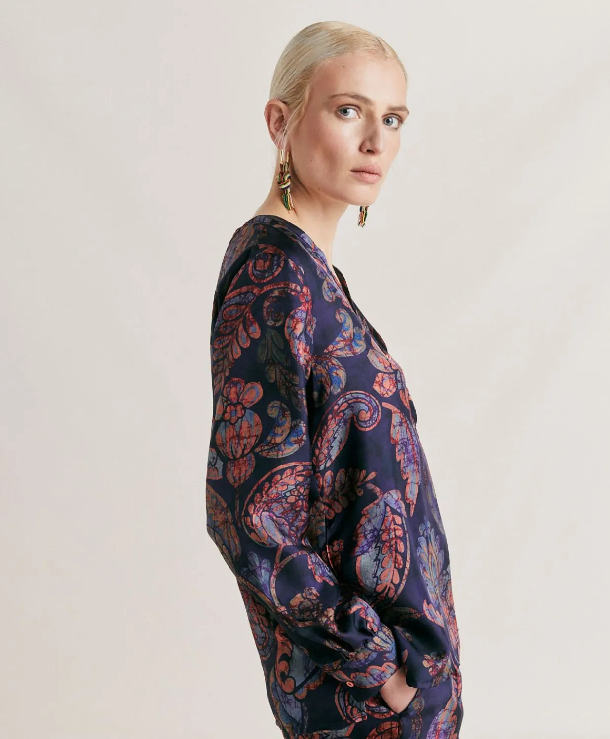 Hot Blouse En Serge De Soie Torret - Bleu Nuit Multicolore Femmes Costumes Et Costumes