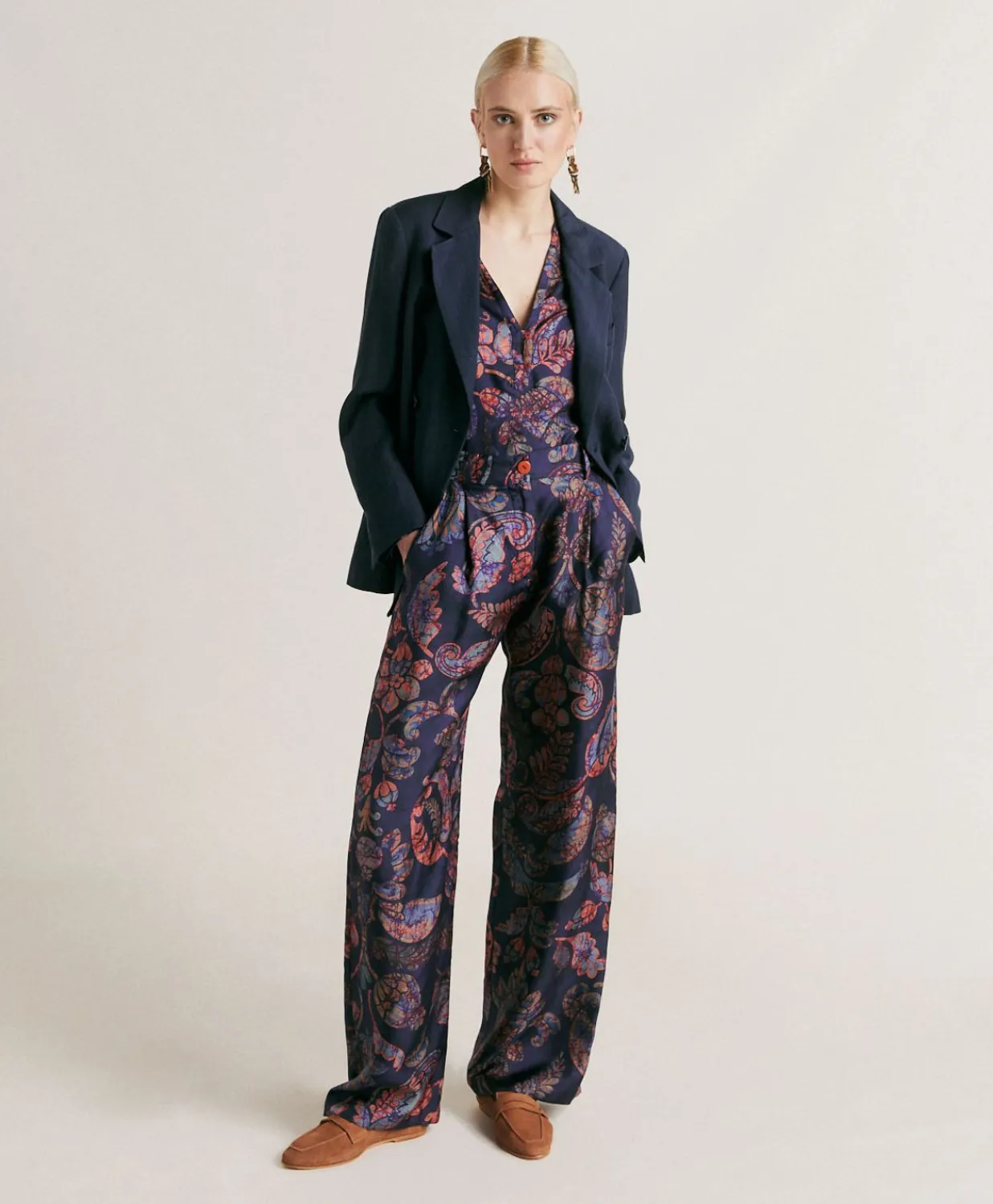 Hot Blouse En Serge De Soie Torret - Bleu Nuit Multicolore Femmes Costumes Et Costumes