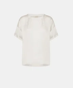 Blouse En Soie Unie Alonso - Creme Femmes Chemisiers Et Chemises