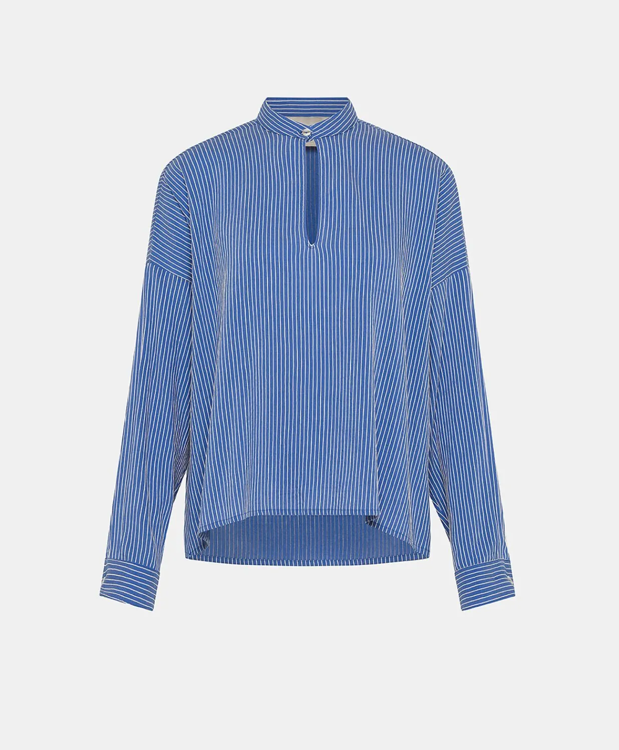 Discount Blouse En Viscose De Soie Rayee Zoe - Bleu Clair/Creme Femmes Chemisiers Et Chemises
