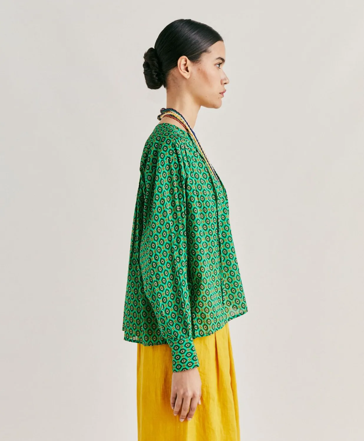 Blouse Gypsofilia En Voile De Coton Imprime - Emeraude Femmes Chemisiers Et Chemises