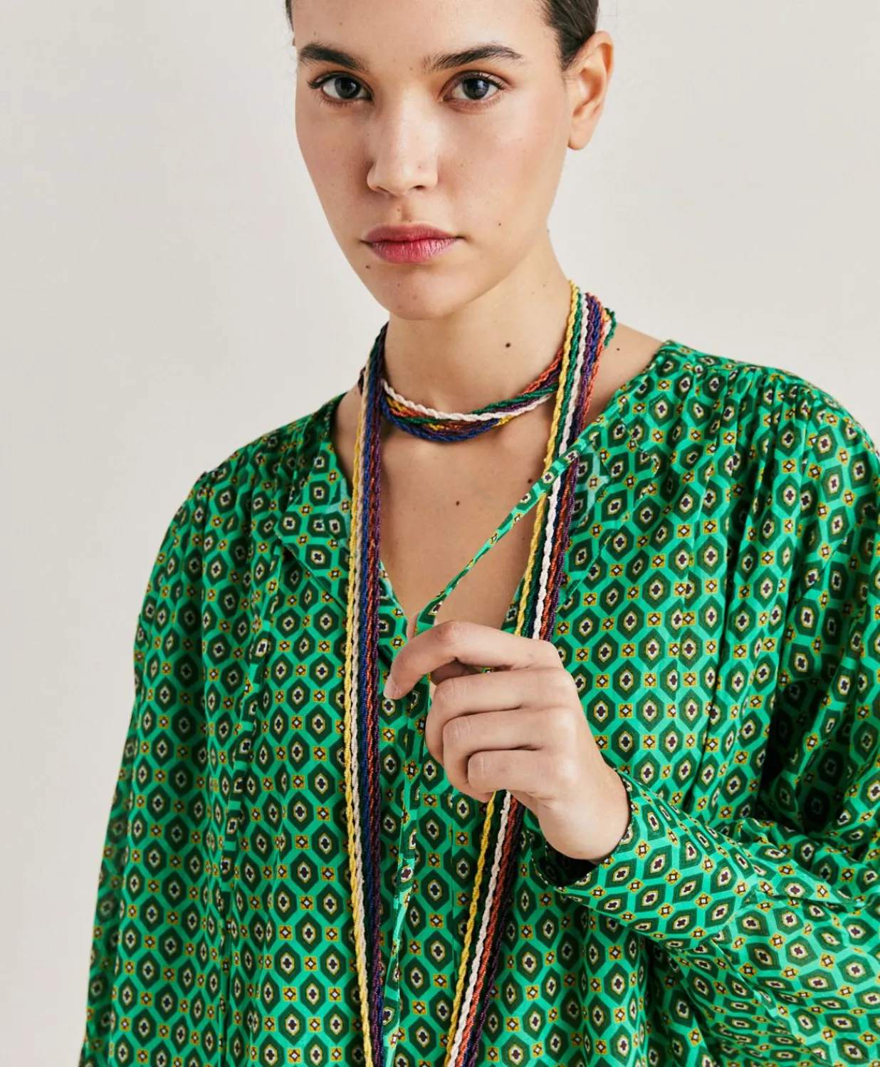 Blouse Gypsofilia En Voile De Coton Imprime - Emeraude Femmes Chemisiers Et Chemises