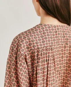 Hot Blouse Gypsofilia En Voile De Coton Imprime - Corail Femmes Chemisiers Et Chemises