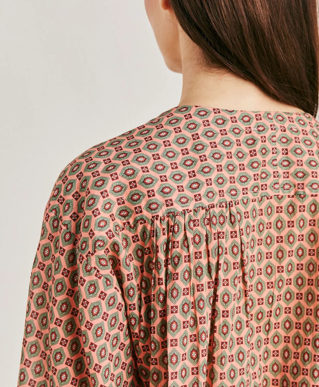 Hot Blouse Gypsofilia En Voile De Coton Imprime - Corail Femmes Chemisiers Et Chemises