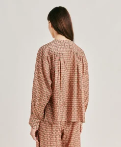 Hot Blouse Gypsofilia En Voile De Coton Imprime - Corail Femmes Chemisiers Et Chemises