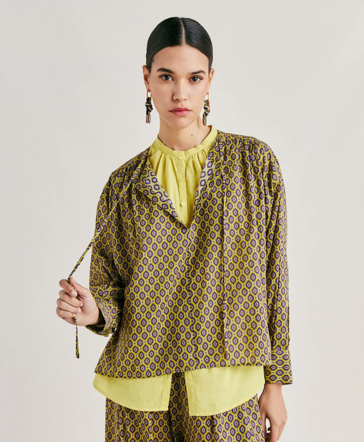 Best Blouse Gypsophile En Voile De Coton Imprime - Petrole Femmes Chemisiers Et Chemises
