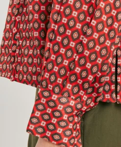 Sale Blouse Gypsophilia En Voile De Coton Imprime - Rouge Femmes Chemisiers Et Chemises