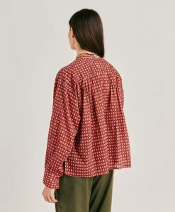 Sale Blouse Gypsophilia En Voile De Coton Imprime - Rouge Femmes Chemisiers Et Chemises