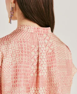 Best Blouse Paso En Haboutai De Soie - Creme/Corail Femmes Chemisiers Et Chemises