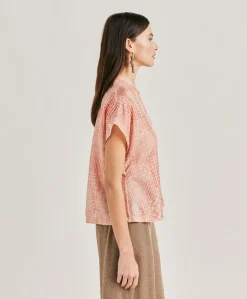 Best Blouse Paso En Haboutai De Soie - Creme/Corail Femmes Chemisiers Et Chemises