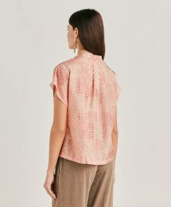 Best Blouse Paso En Haboutai De Soie - Creme/Corail Femmes Chemisiers Et Chemises