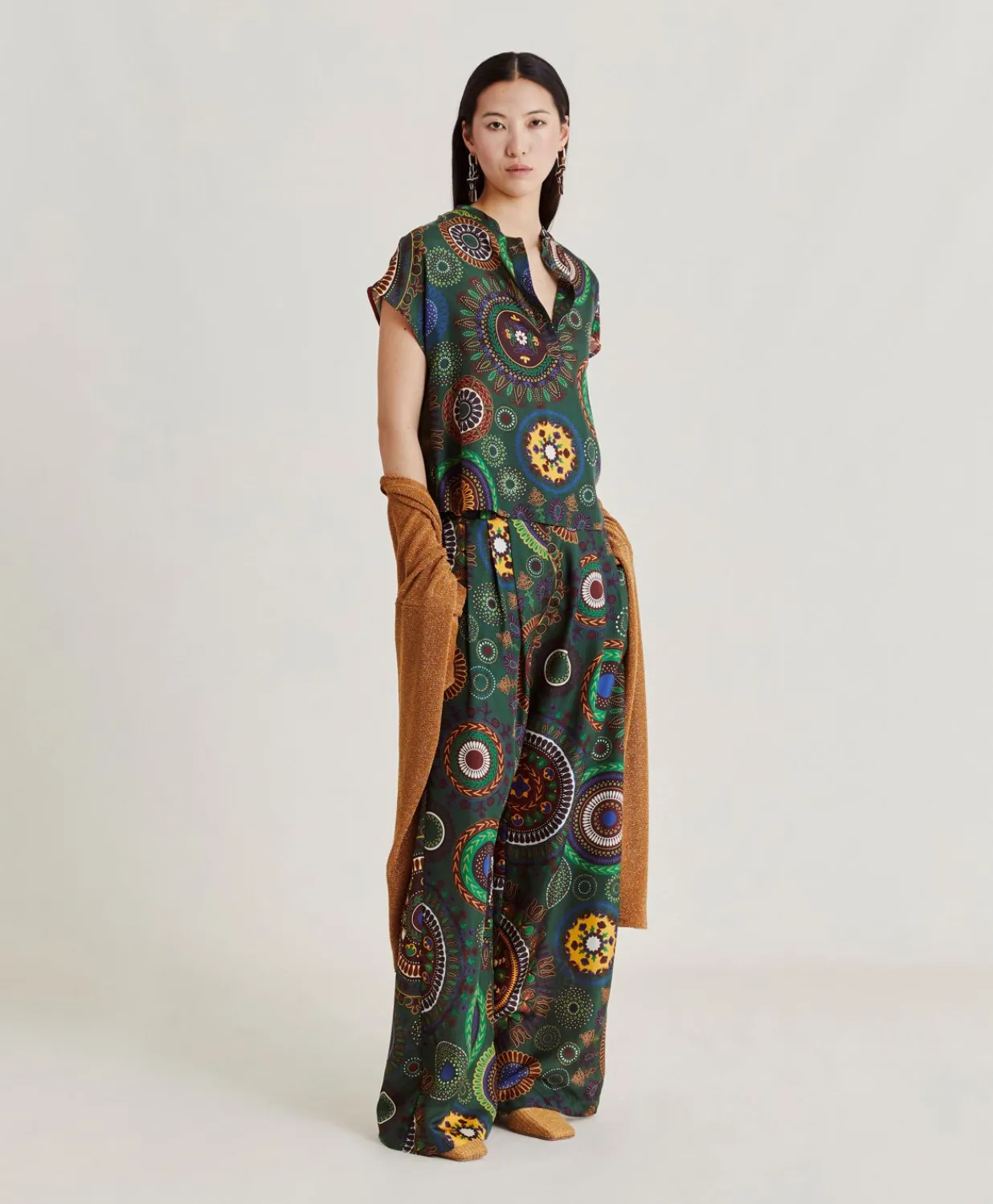 Blouse Paso En Soie Haboutai - Vert Multicolore Femmes Chemisiers Et Chemises