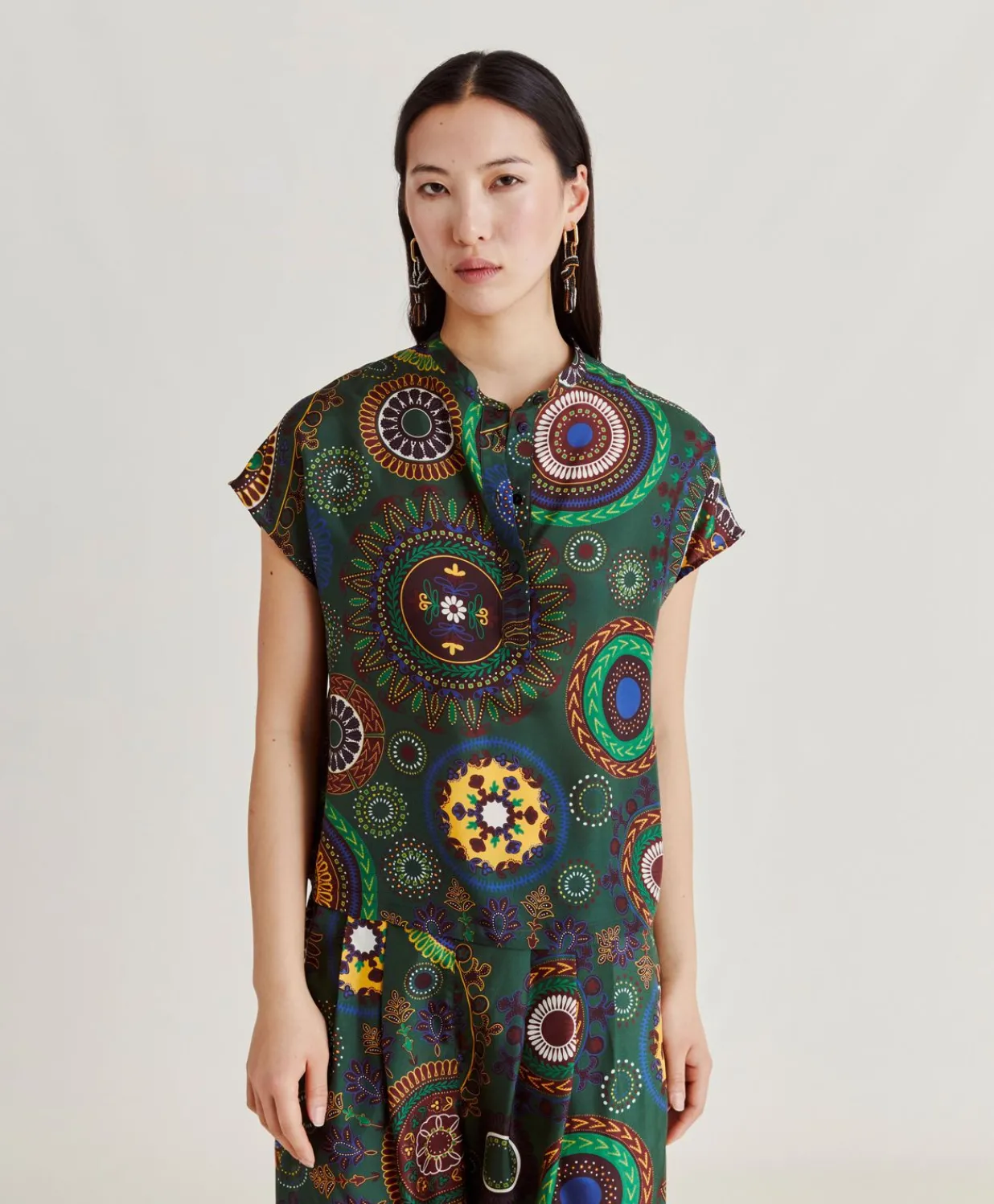Blouse Paso En Soie Haboutai - Vert Multicolore Femmes Chemisiers Et Chemises