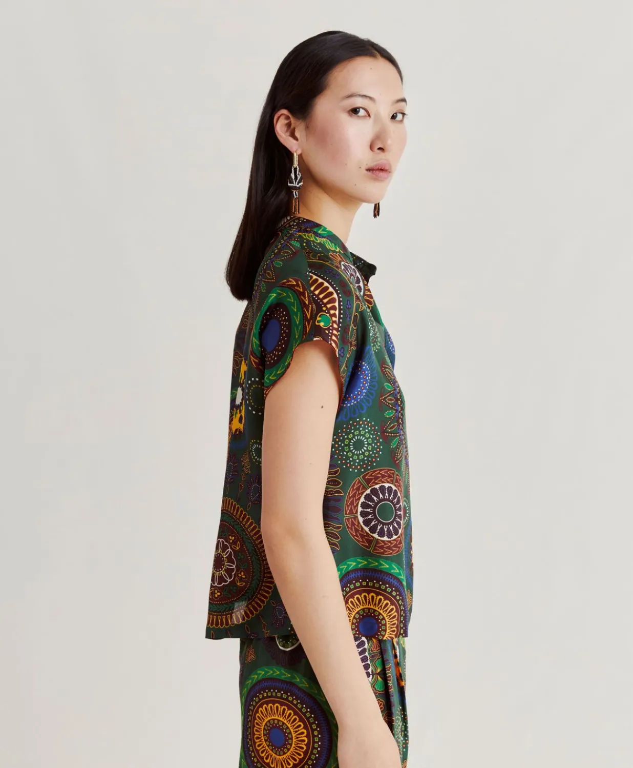 Blouse Paso En Soie Haboutai - Vert Multicolore Femmes Chemisiers Et Chemises