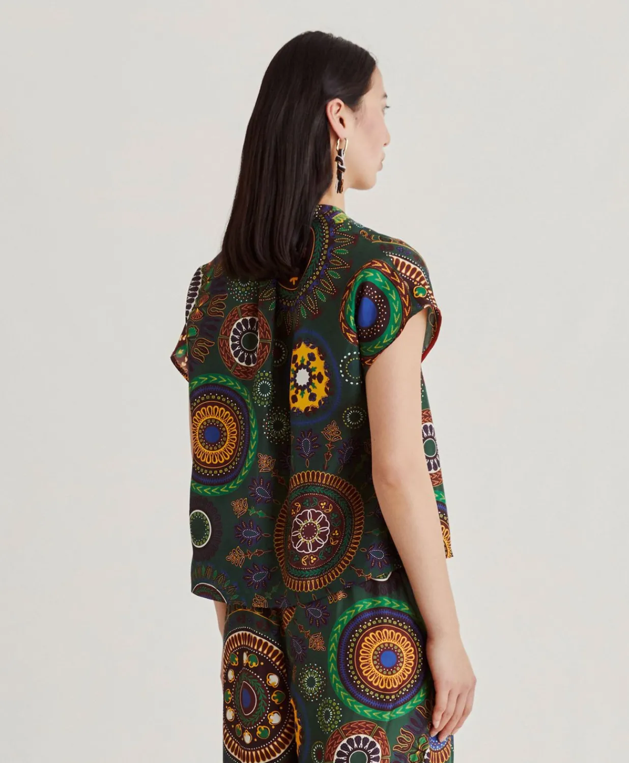 Blouse Paso En Soie Haboutai - Vert Multicolore Femmes Chemisiers Et Chemises