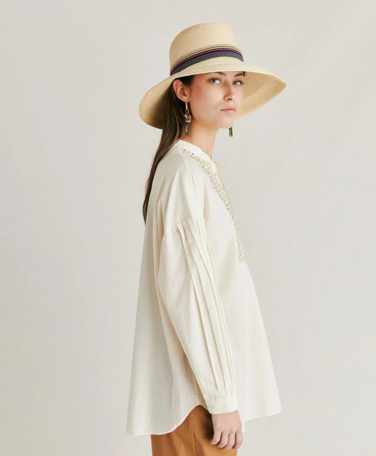 Outlet Blouse Raphael En Voile De Coton Brode - Creme Femmes Chemisiers Et Chemises