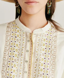 Outlet Blouse Raphael En Voile De Coton Brode - Creme Femmes Chemisiers Et Chemises