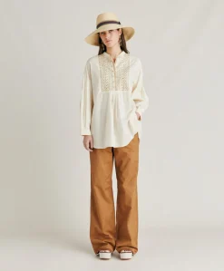 Outlet Blouse Raphael En Voile De Coton Brode - Creme Femmes Chemisiers Et Chemises