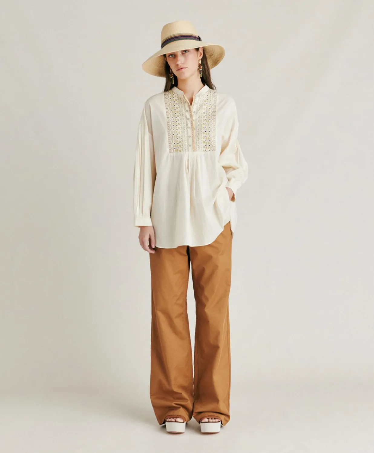 Outlet Blouse Raphael En Voile De Coton Brode - Creme Femmes Chemisiers Et Chemises