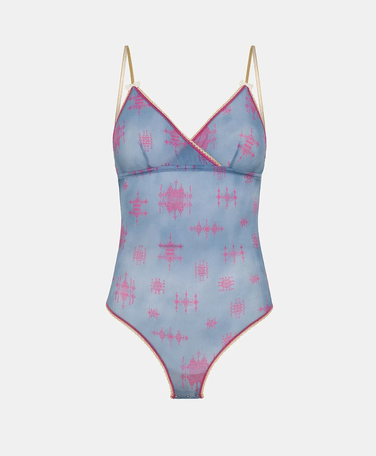 Clearance Body En Nylon Imprime Tore - Bleutte/Fuchsia Femmes Bodys Et SurVêtements