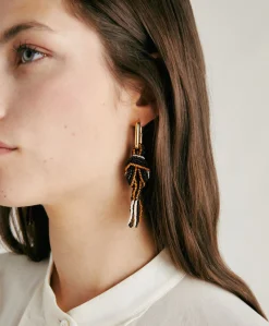 Hot Boucles D'Oreilles Nodu Avec Perles - Cacao Multicolore Femmes Bijoux