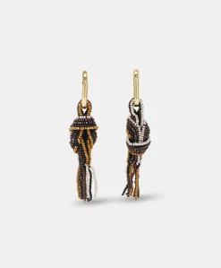 Hot Boucles D'Oreilles Nodu Avec Perles - Cacao Multicolore Femmes Bijoux