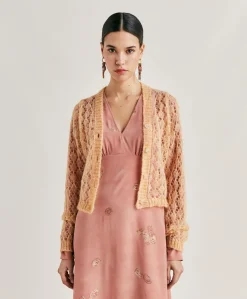 Clearance Cardigan Altea En Mohair Doux - Orange Femmes Tricots