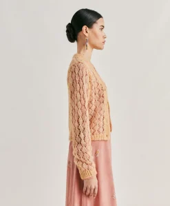 Clearance Cardigan Altea En Mohair Doux - Orange Femmes Tricots