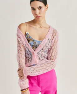 Best Cardigan Altea En Mohair Doux - Rose Bebe Femmes Tricots