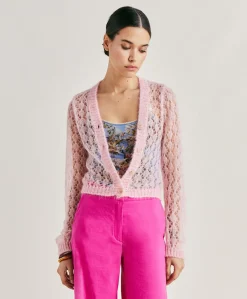 Best Cardigan Altea En Mohair Doux - Rose Bebe Femmes Tricots