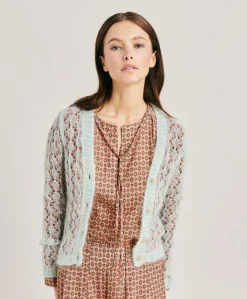 Discount Cardigan Altea En Mohair Doux - Turquoise Femmes Tricots