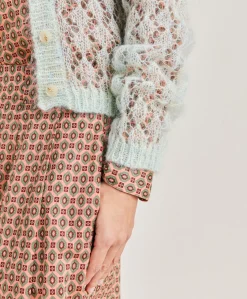 Discount Cardigan Altea En Mohair Doux - Turquoise Femmes Tricots