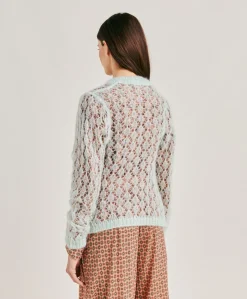 Discount Cardigan Altea En Mohair Doux - Turquoise Femmes Tricots